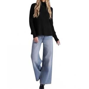 NEW MINNIE ROSE luxe cashmere seamless mock neck sweater in black